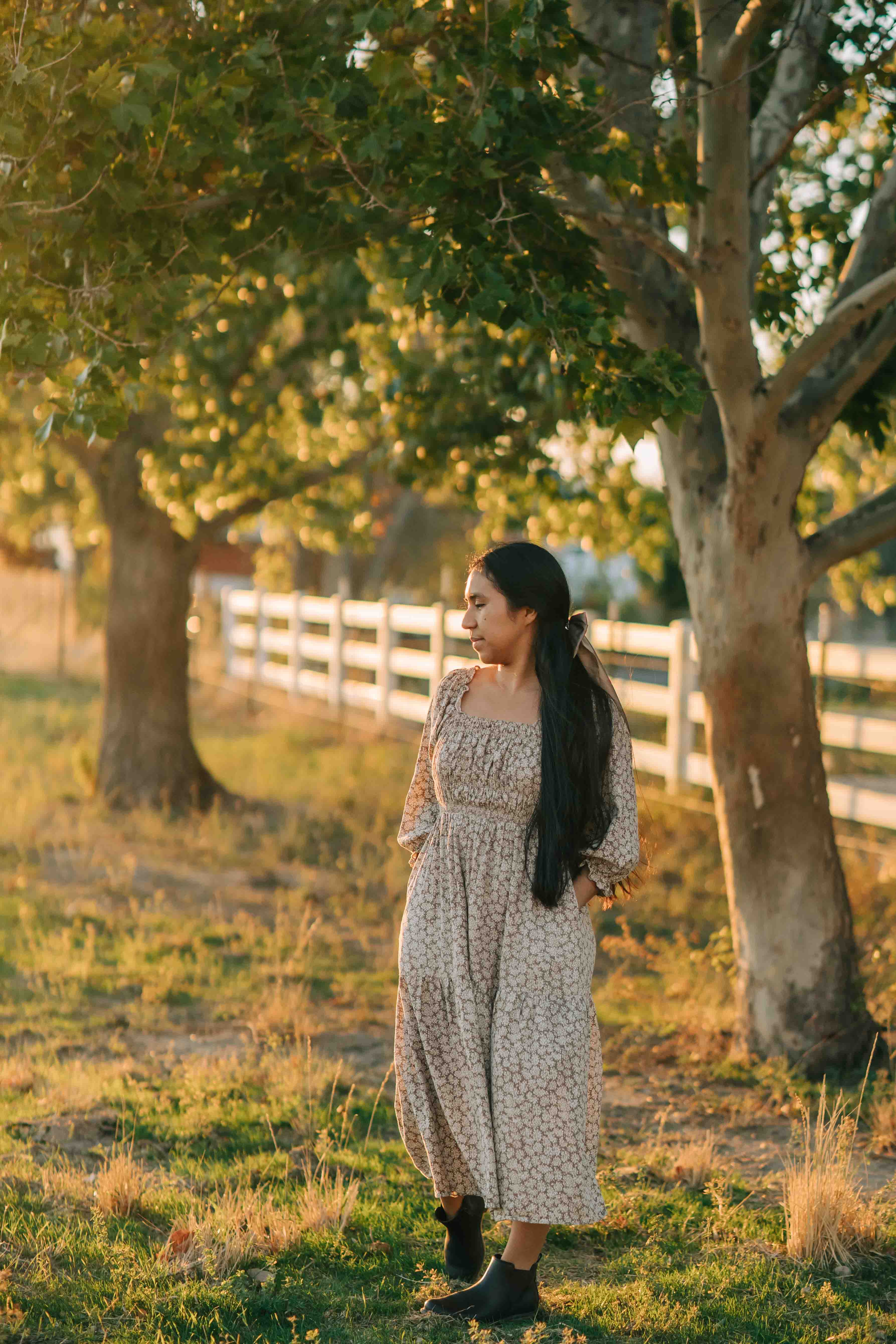 Makelle Dress--brown floral